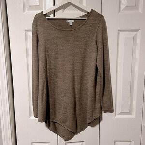 NEW YORK & COMPANY Brown Asymmetrical Tunic Sweater Size L